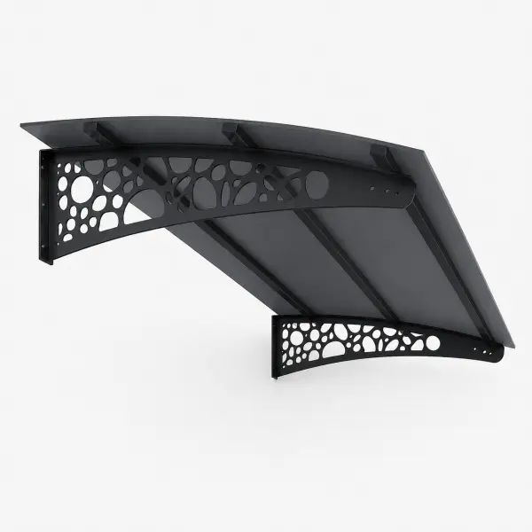 Çakıl Taşı Kompozit Sundurma — çakıl desenli siyah metal ayak ve kompozit üst panel