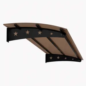 Yıldız Solid Sundurma — yıldız desenli siyah metal ayak ve bronz polikarbon panel, açılı stüdyo görünümü