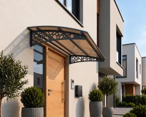 Çakıl Taşı Pratik Sundurma antrasit ayaklı, bronz panelli montajlı görünüm