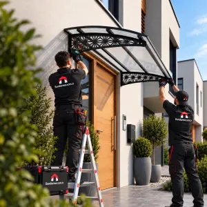 Lotus Pratik sundurma, montaj ekibi tarafından kapı üstüne takılırken